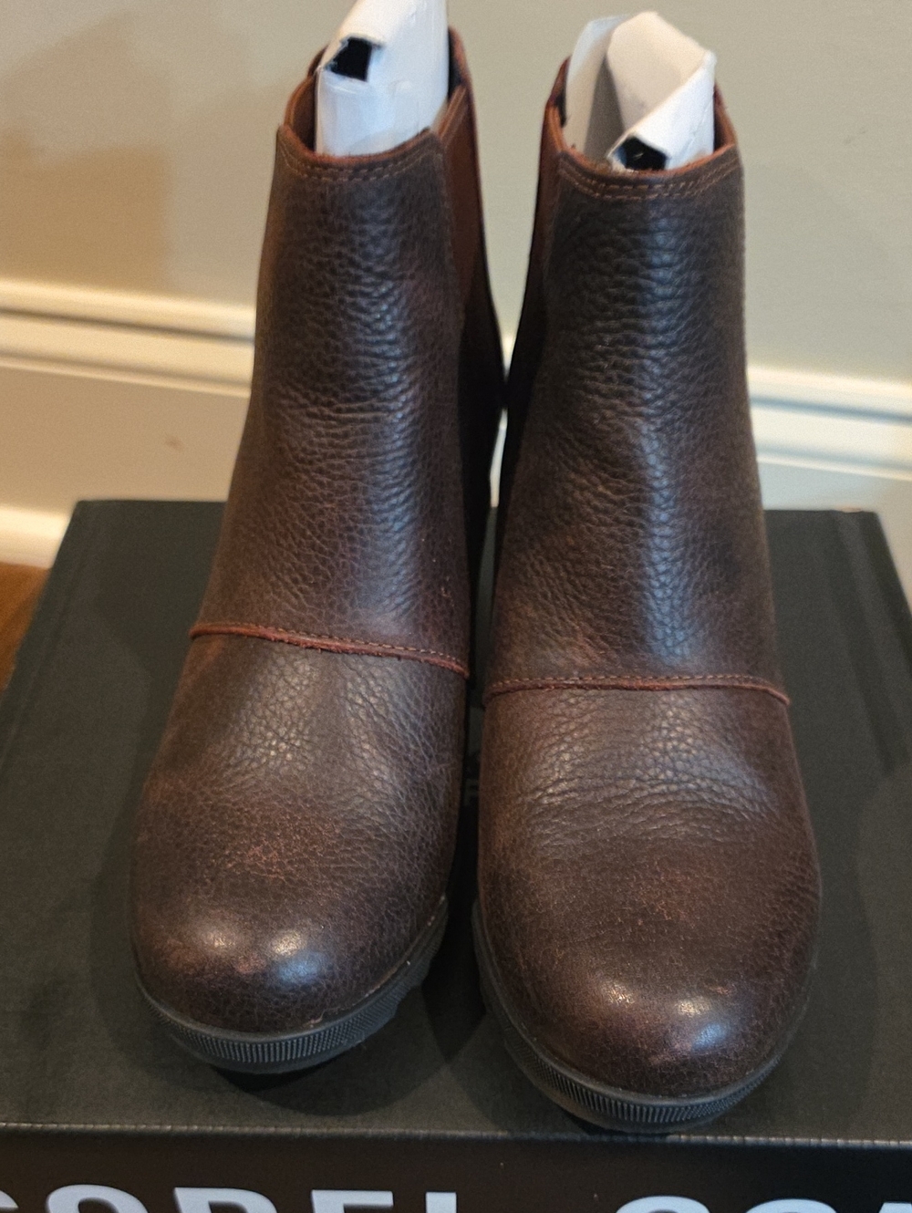 Women SOREL Brown Leather Ankle Boots